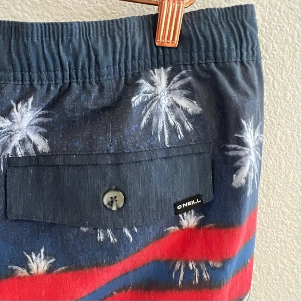 NWT O'Neill Sarfin Volley Shorts Board Shorts Trunks Swim Tropical Flag XL